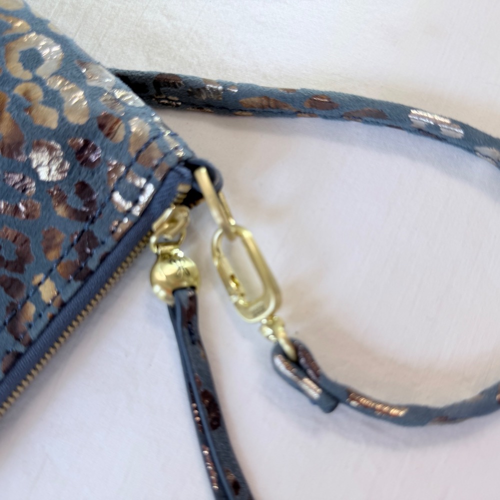 HOBO Int'l DARCY Convertible Blue Mirrored Cheetah Print Xbody Clutch Shoulder - Picture 10 of 14